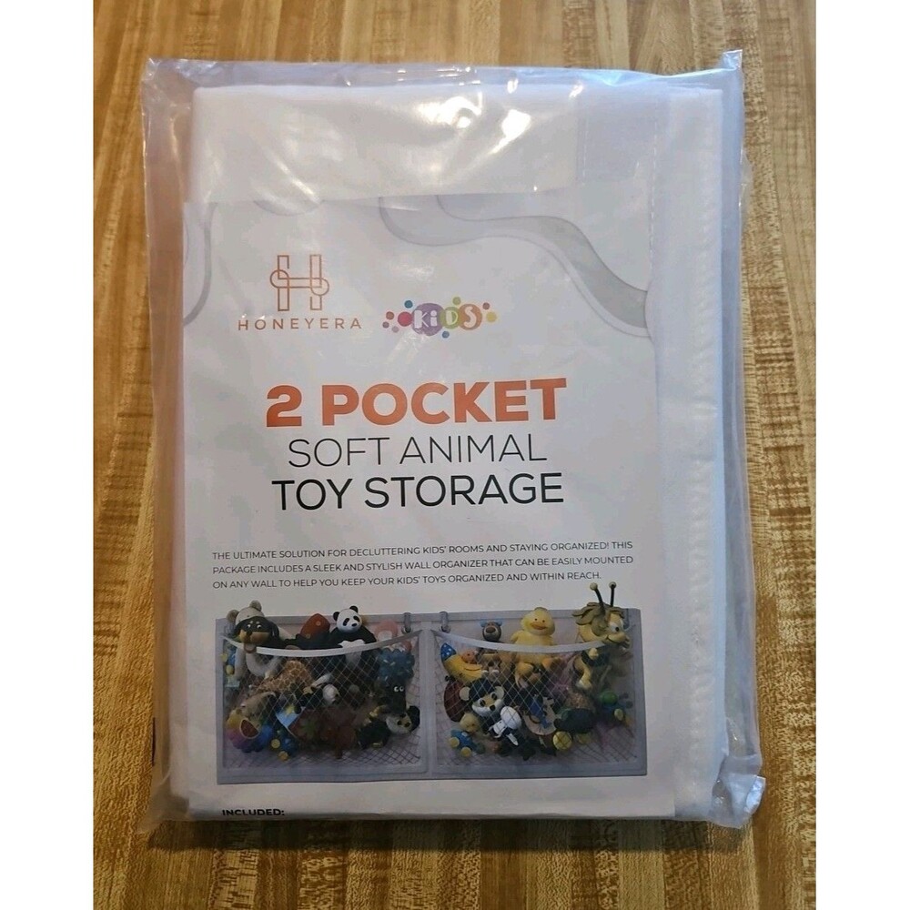 Brand New Sealed Package 2 Pocket Soft Animal Toy Storage by Honeyera - White